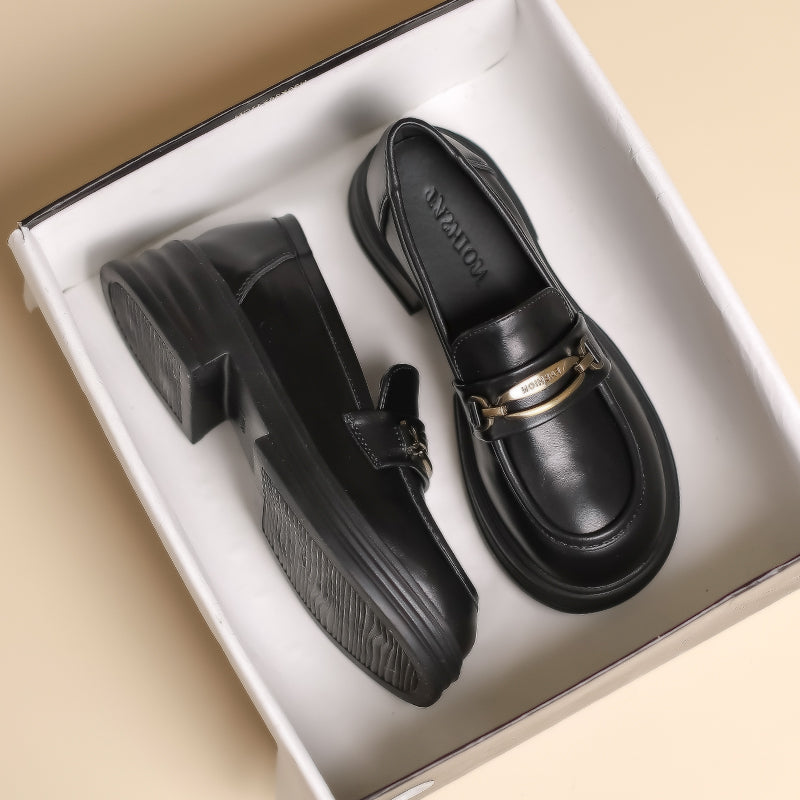 Women Retro Soft Leather Thick Soled Loafers-RAIIFY