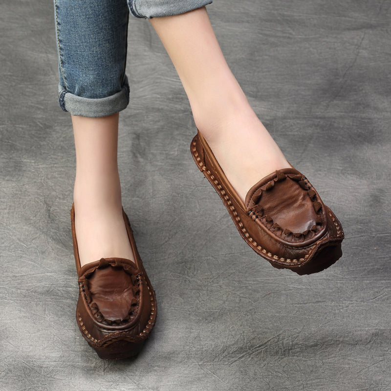 Women Cowhide Handmade Soft Casual Shoes-RAIIFY