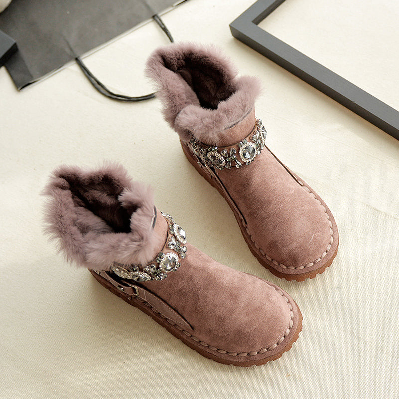 Women Casual Fashion Furred Flat Snow Boots-RAIIFY