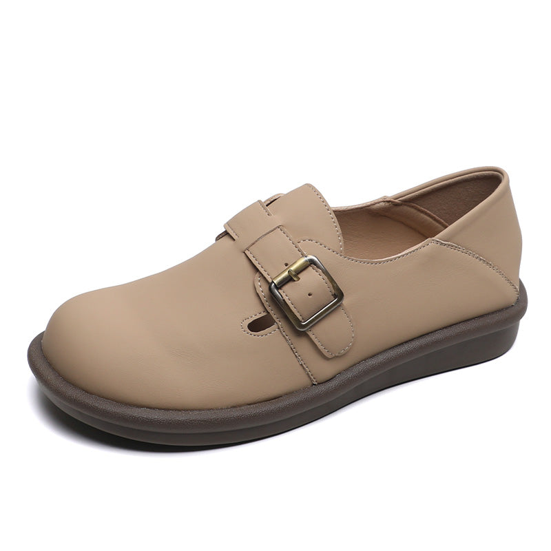Women Retro Soft Leather Flat Casual Shoes-RAIIFY