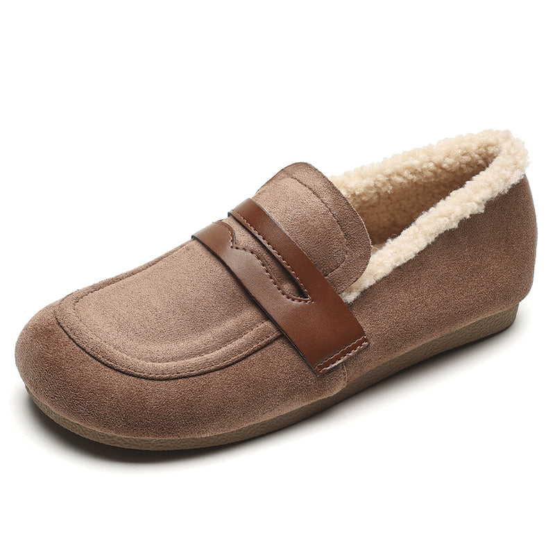 Women Retro Suede Furred Winter Casual Loafers-RAIIFY