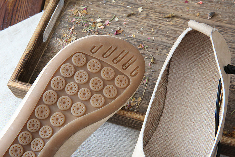 Women Retro Flowers Round Toe Comfort Flats-RAIIFY