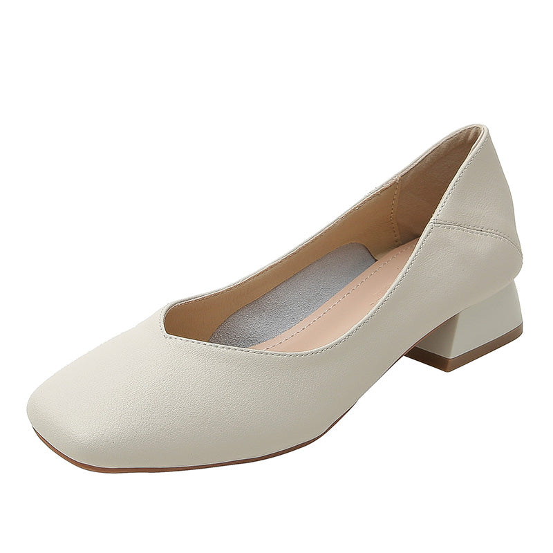 Women Fashion Solid Cowhide Pumps Dress Shoes-RAIIFY