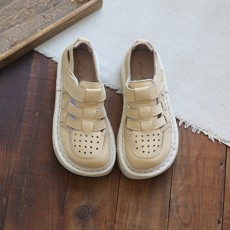 Women Summer Casual Hollow Plaited Leather Sandals-RAIIFY