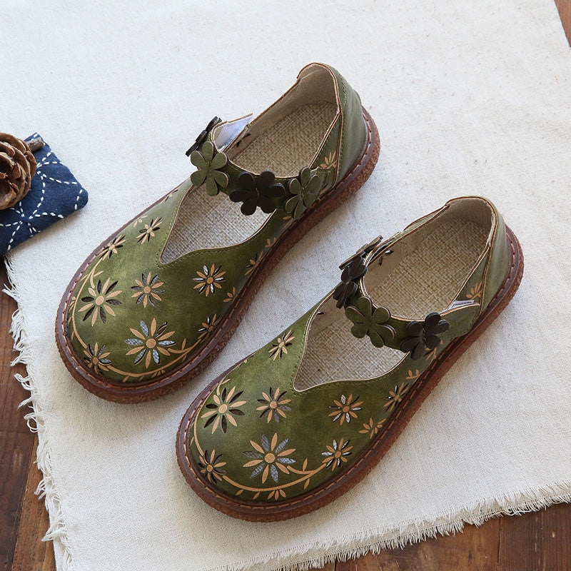 Women Retro Round Head Hollow Casual Sandals-RAIIFY