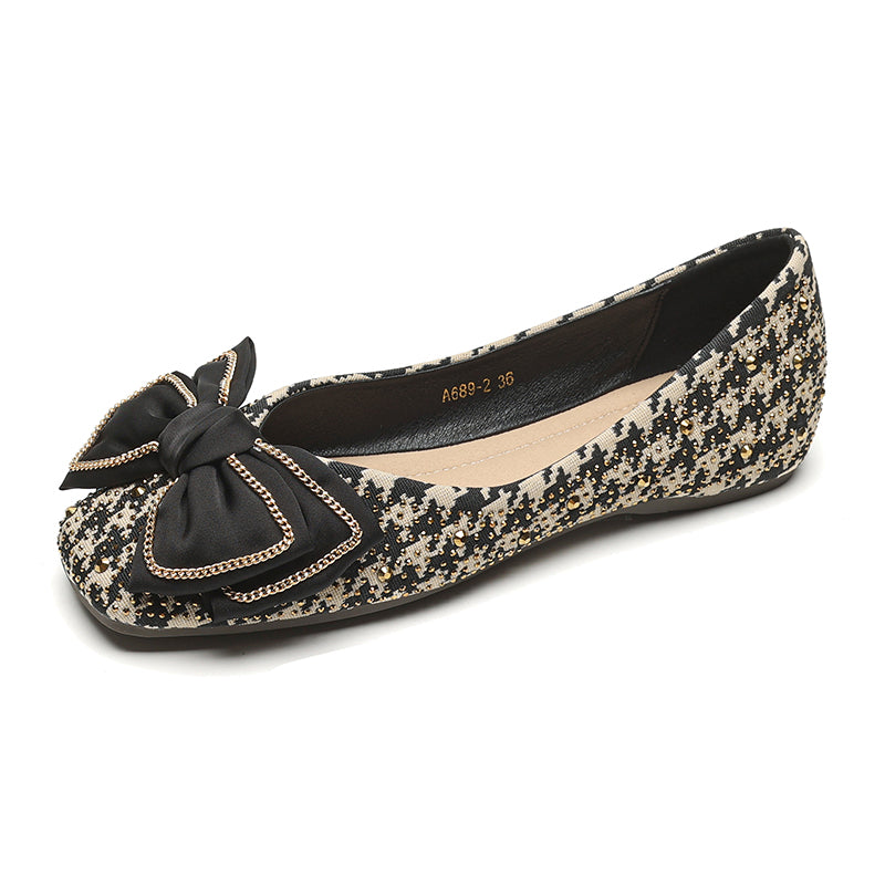 Women Fashion Bowknot Soft Leather Flats-RAIIFY
