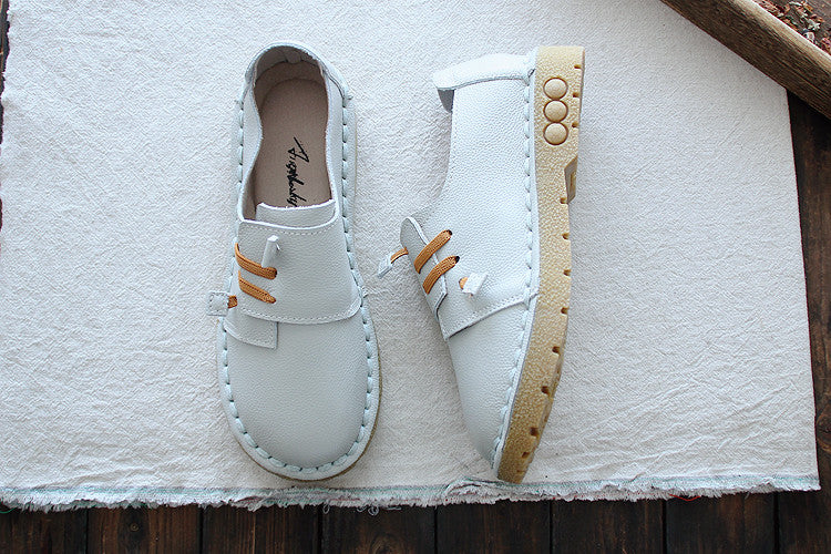 Women Retro Soft Cowhide Leather Casual Shoes-RAIIFY