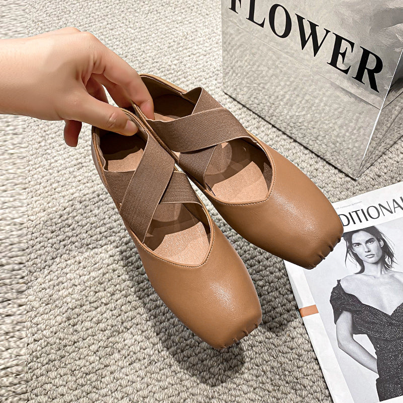 Women Minimalist Casual Cross Strap Soft Flats-RAIIFY