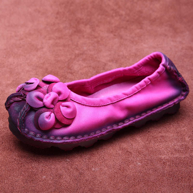 Women Retro Soft Leather Antislip Flats-RAIIFY
