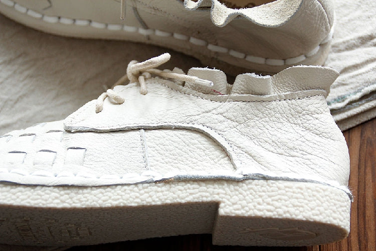 Women Handmade Plaited Leather Casual Boots-RAIIFY