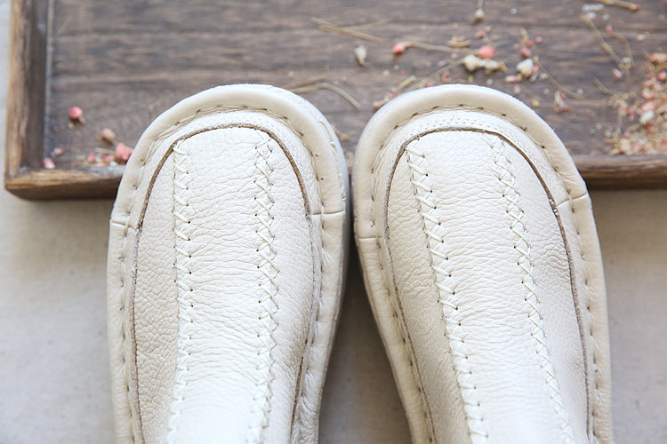 Women Retro Leather Handmade Round Head Ankle Boots-RAIIFY