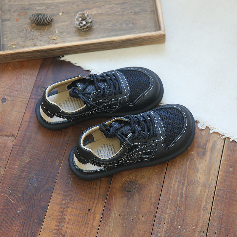 Women Hollow Mesh Leather Casual Sandals-RAIIFY