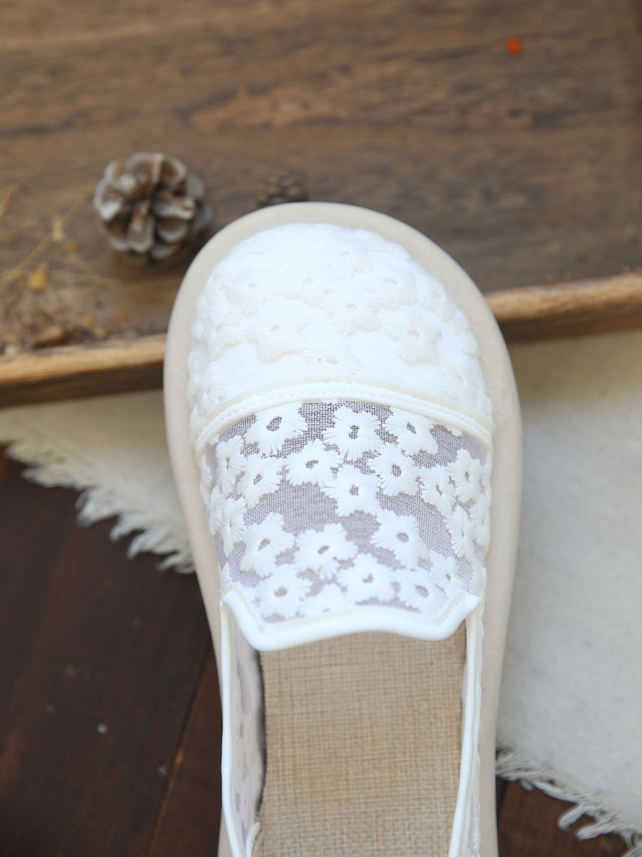 Women Retro Breathable Embroidery Canvas Flats-RAIIFY