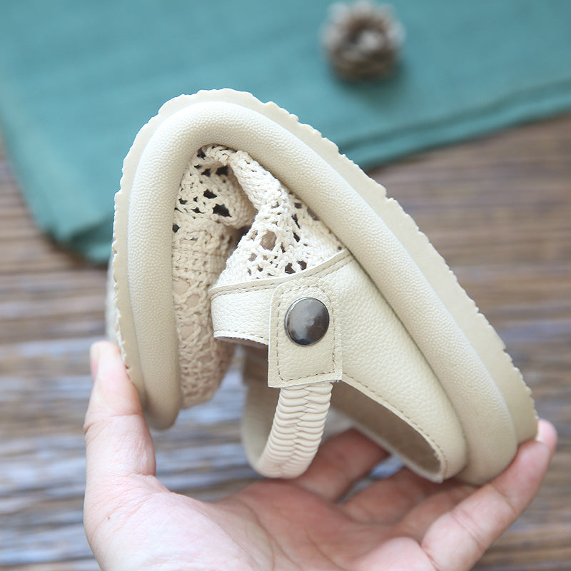 Women Retro Hollow Canvas Flat Casual Sandals-RAIIFY