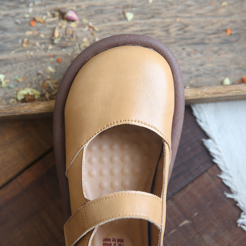 Women Retro Minimalist Leather Flat Causal Shoes-RAIIFY