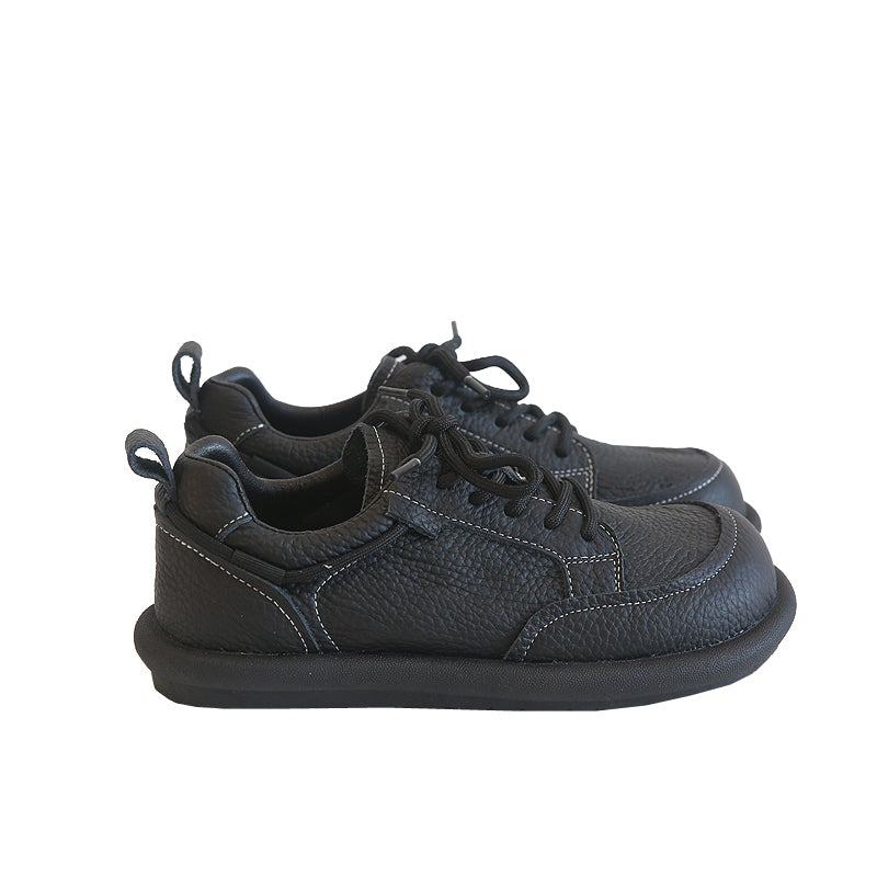 Women Retro Cowhide Patchwork Soft Casual Shoes-RAIIFY