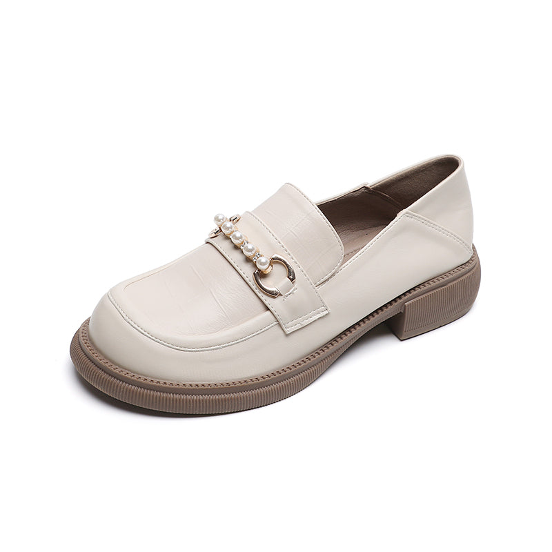 Women Summer Leather Casual Flat Loafers-RAIIFY