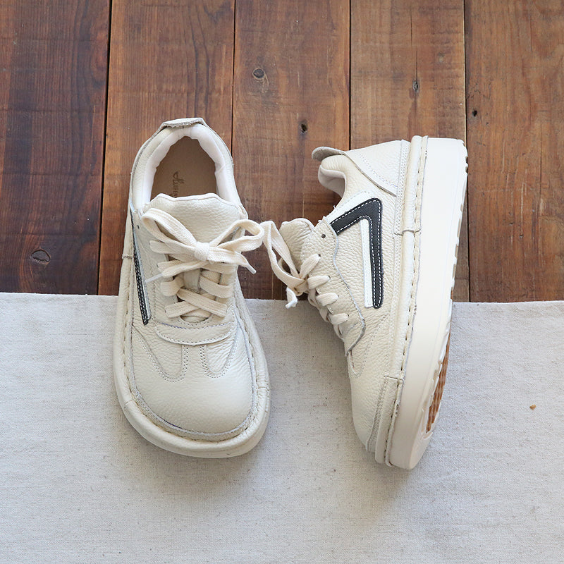 Women Casual Color Matching Patchwork Leather Shoes-RAIIFY