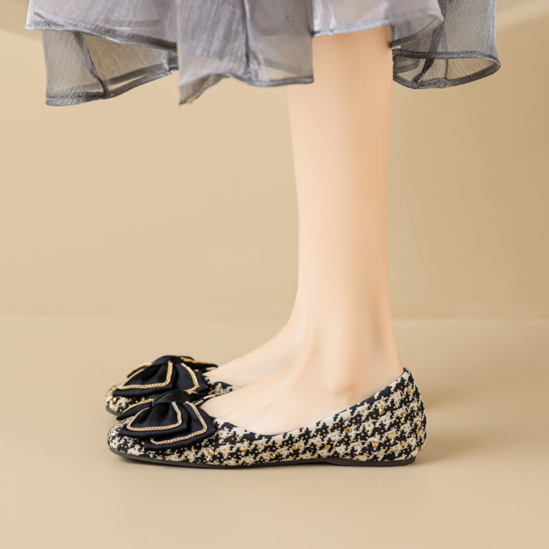 Women Fashion Bowknot Soft Leather Flats-RAIIFY