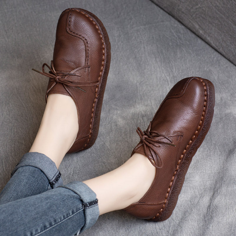Women Autumn Retro Leather Handmade Casual Shoes-RAIIFY