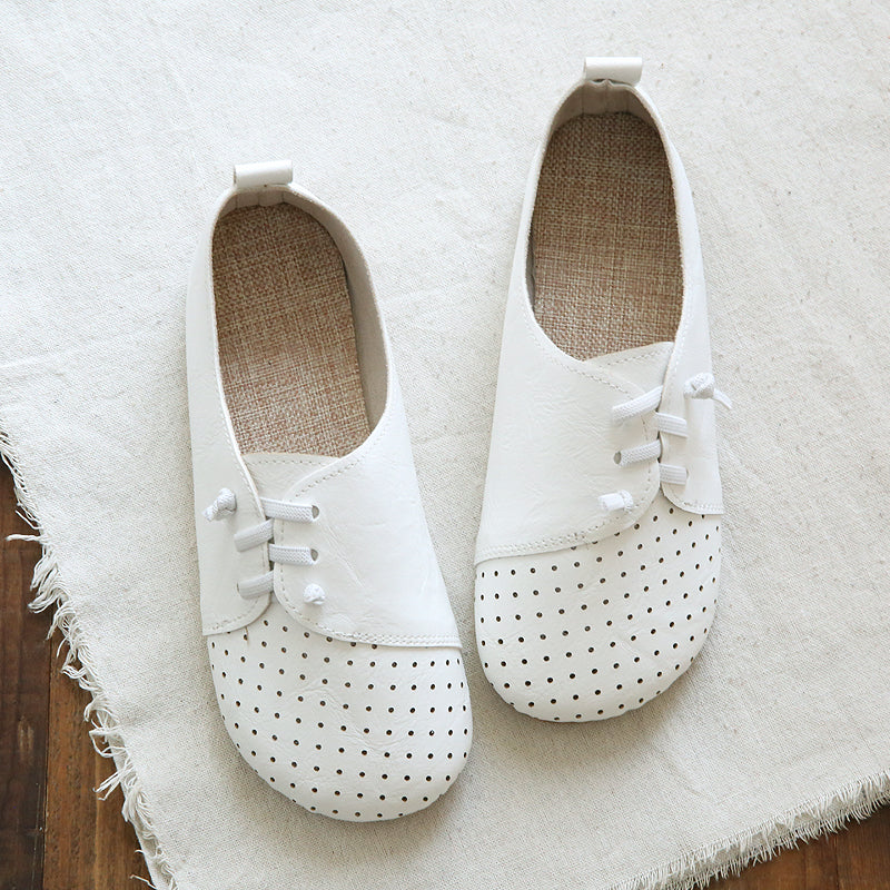 Women Retro Hollow Round Head Flats-RAIIFY