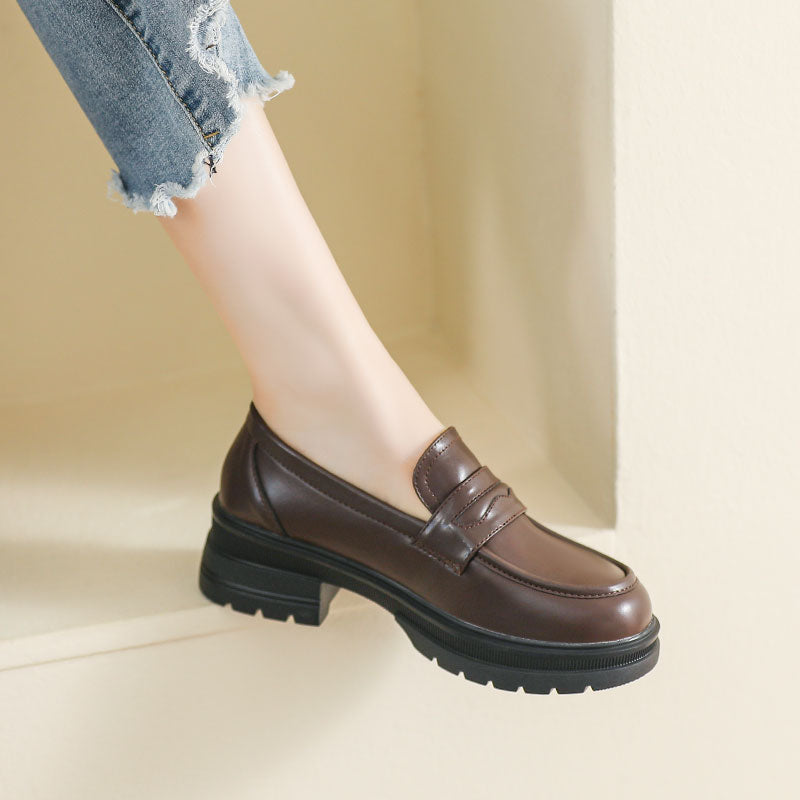 Women Retro Minimalist Soft Thick Soled Loafers-RAIIFY