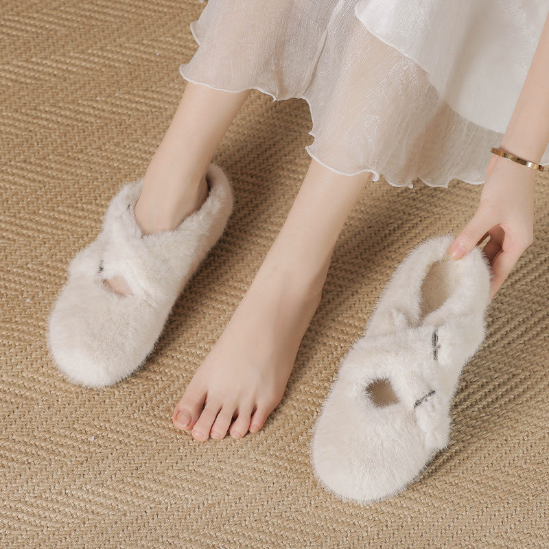 Women Minimalist Soft Winter Fur Slippers-RAIIFY