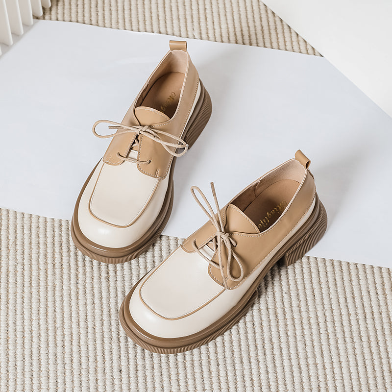 Women Casual Patchwork Retro Thick Sole Loafers-RAIIFY