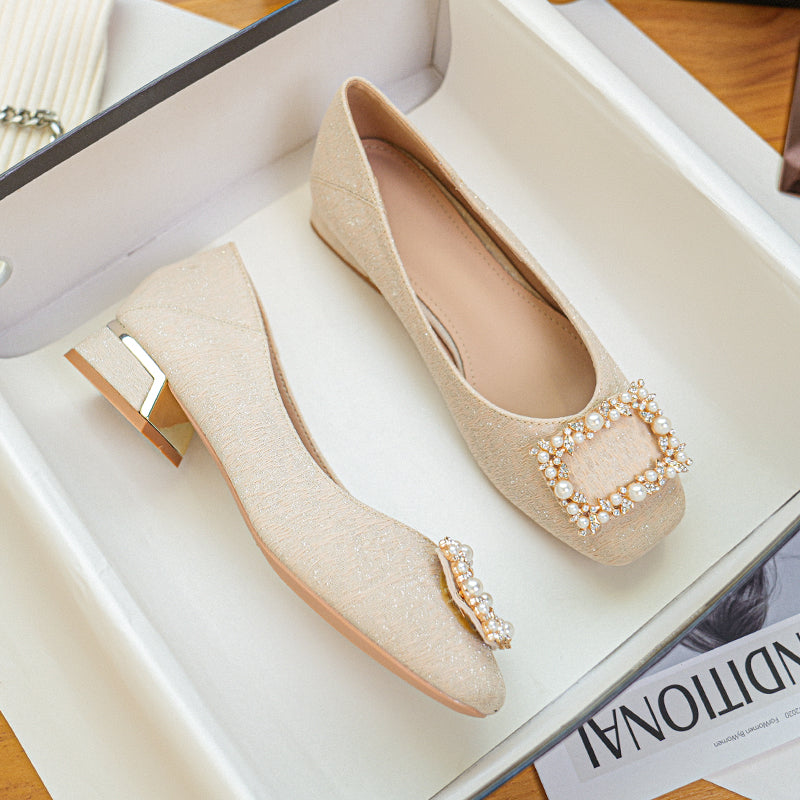 Women Fashion Chunky Low Heel Pumps-RAIIFY