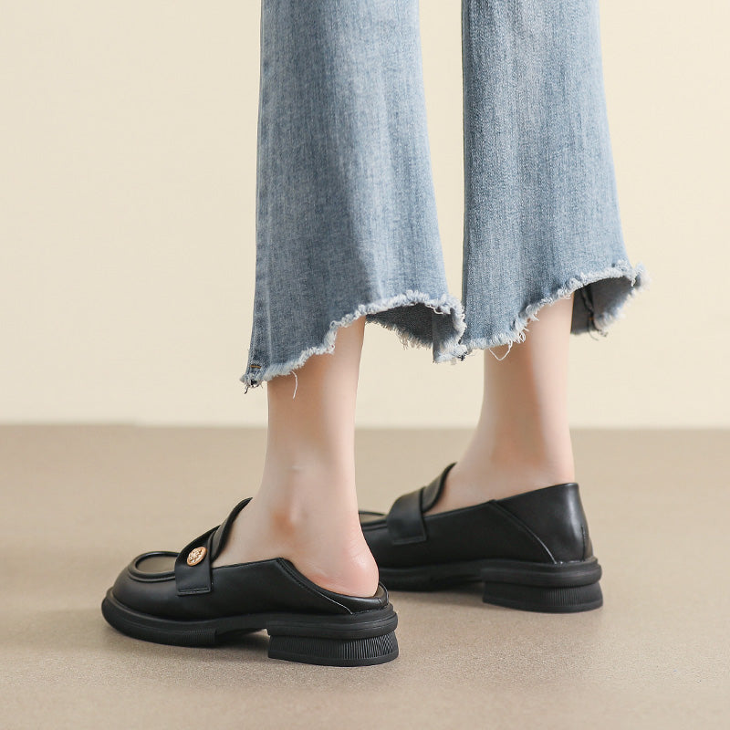 Women Retro Glossy Leather Casual Loafers-RAIIFY
