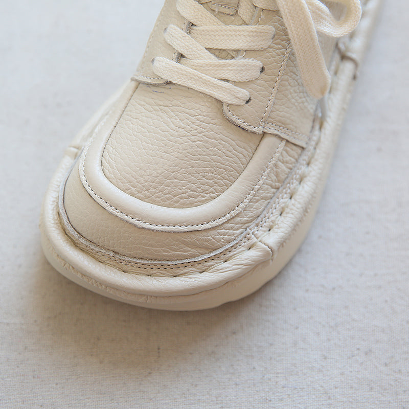 Women Retro Leather Thick Sole Casual Shoes-RAIIFY