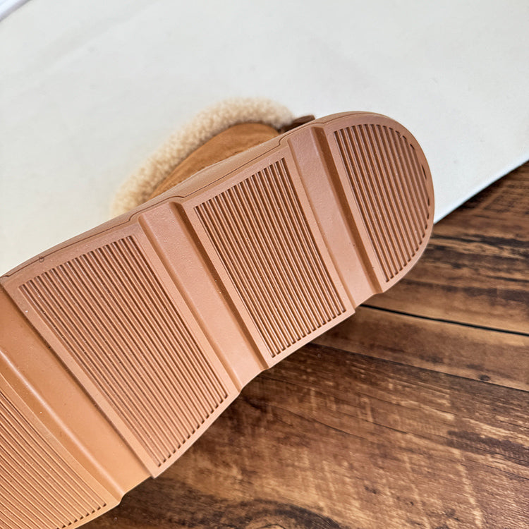 Women Retro Minimalist Suede Furred Snow Boots-RAIIFY