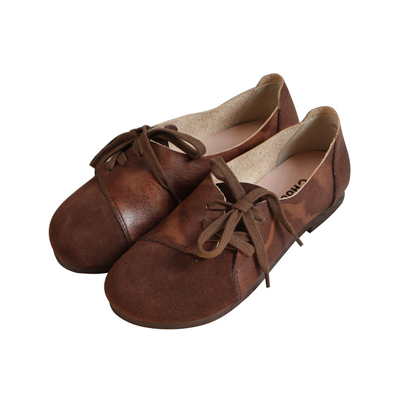 Women Retro Leather Handmade Casual Loafers-RAIIFY