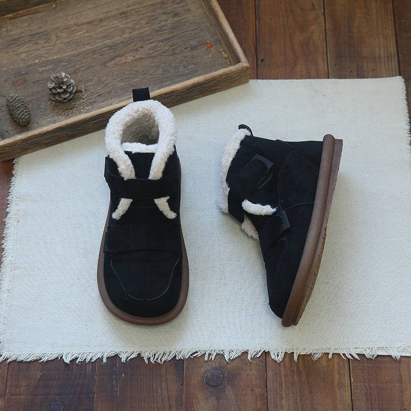 Women Retro Suede Casual Flat Snow Boots-RAIIFY