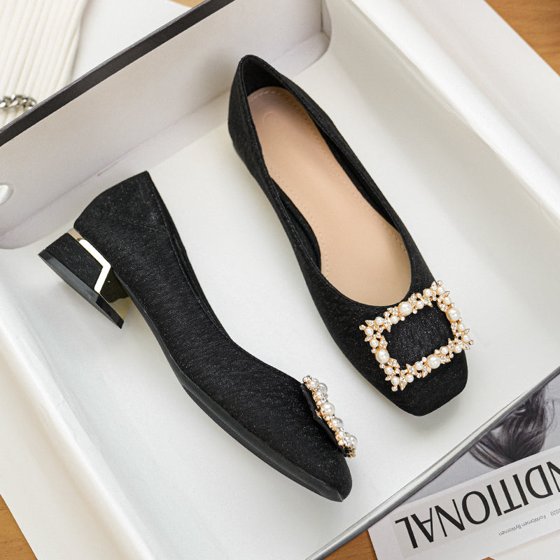 Women Fashion Chunky Low Heel Pumps-RAIIFY