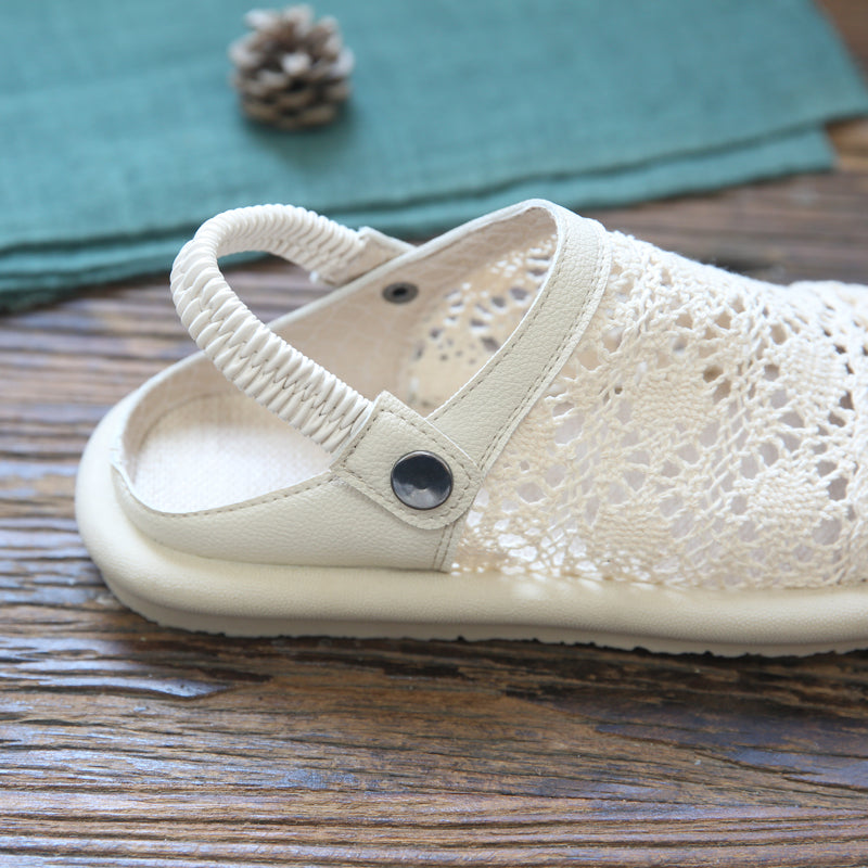 Women Retro Hollow Canvas Flat Casual Sandals-RAIIFY
