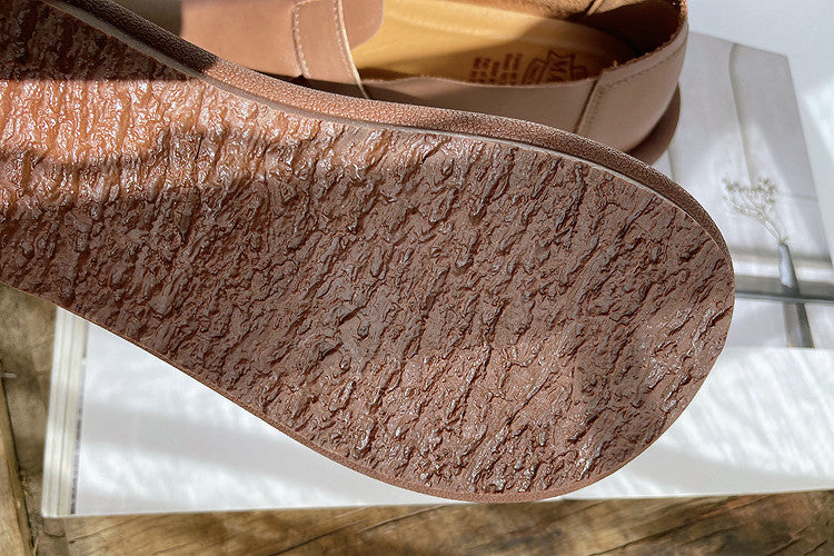 Women Retro Buckled Leather Casual Shoes-RAIIFY