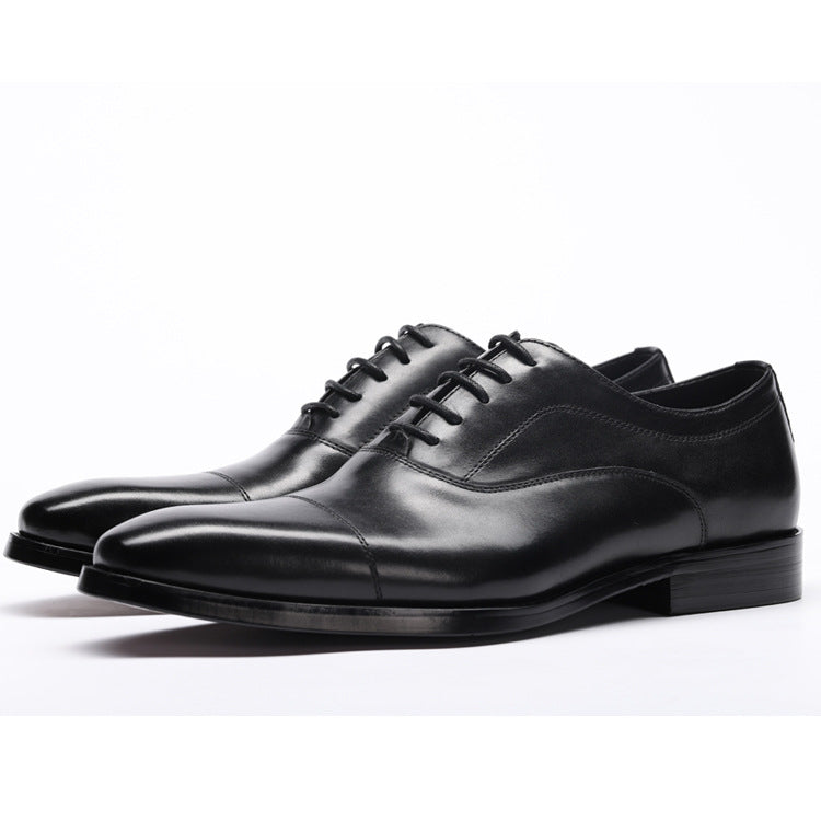 Men Classic Cowhide Solid Handmade Oxford Shoes-RAIIFY