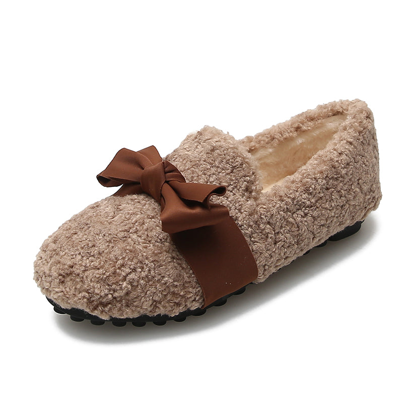 Women Casual Bowknot Woolen Winter Shoes-RAIIFY