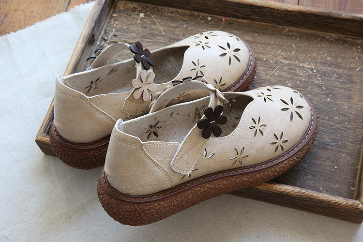 Women Retro Round Head Hollow Casual Sandals-RAIIFY