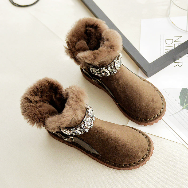 Women Casual Fashion Furred Flat Snow Boots-RAIIFY
