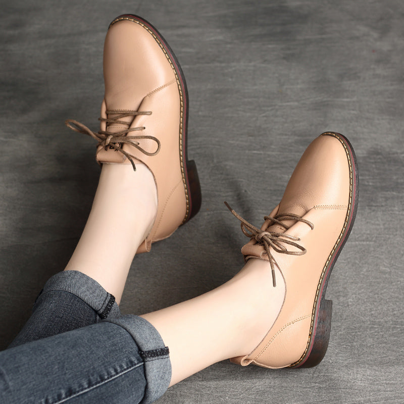 Women Retro Leather Soft Casual Shoes-RAIIFY
