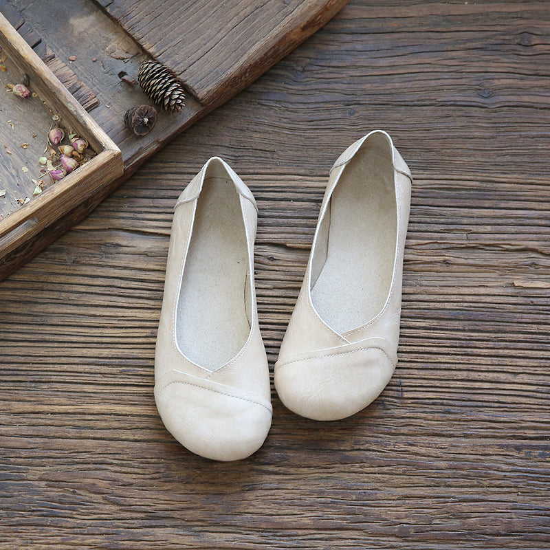 Women Retro Solid Casual Flats Shoes-RAIIFY