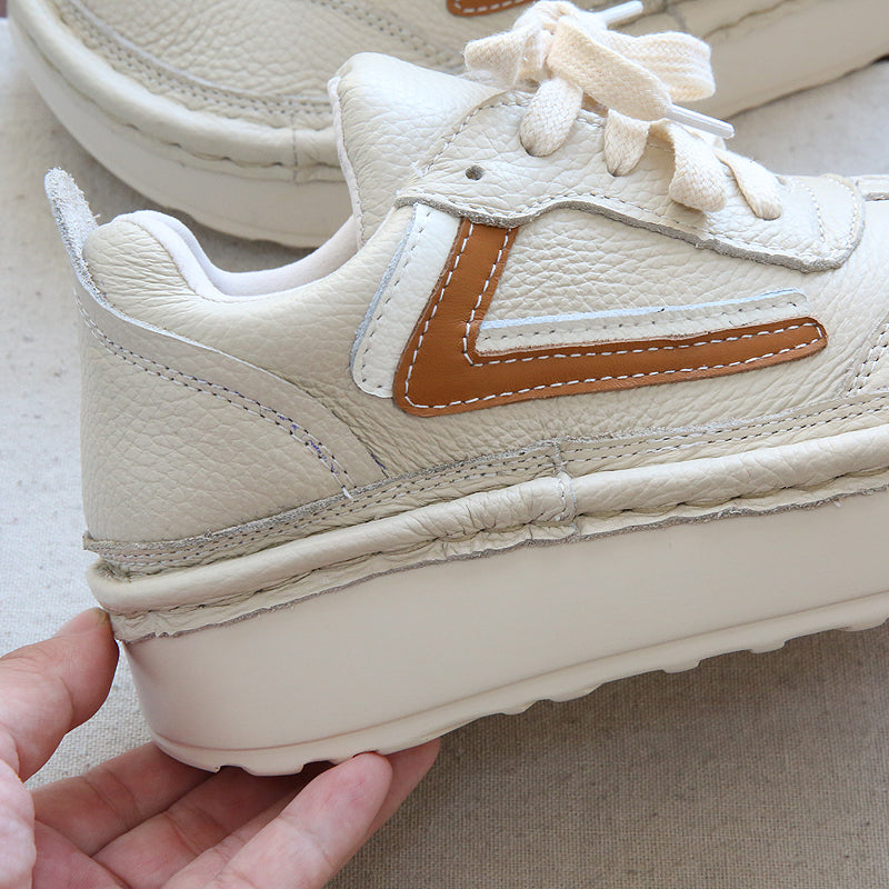 Women Casual Color Matching Patchwork Leather Shoes-RAIIFY