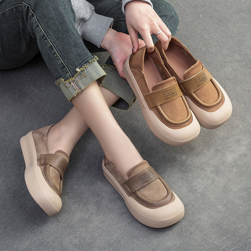Women Minimalist Leather Flat Casual Shoes-RAIIFY