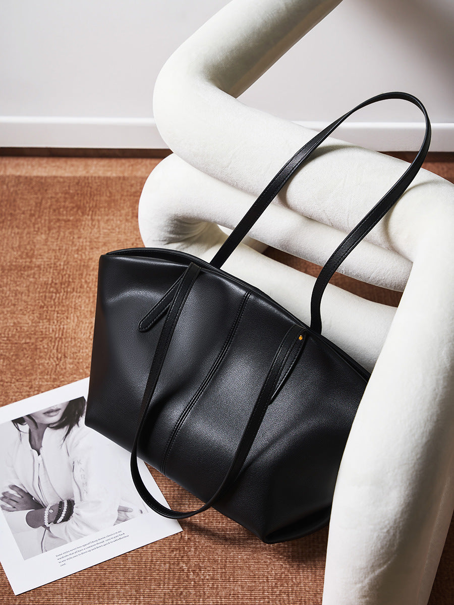 Women Casual Soft Cowhide Fashion Shoulder Tote Bag-RAIIFY