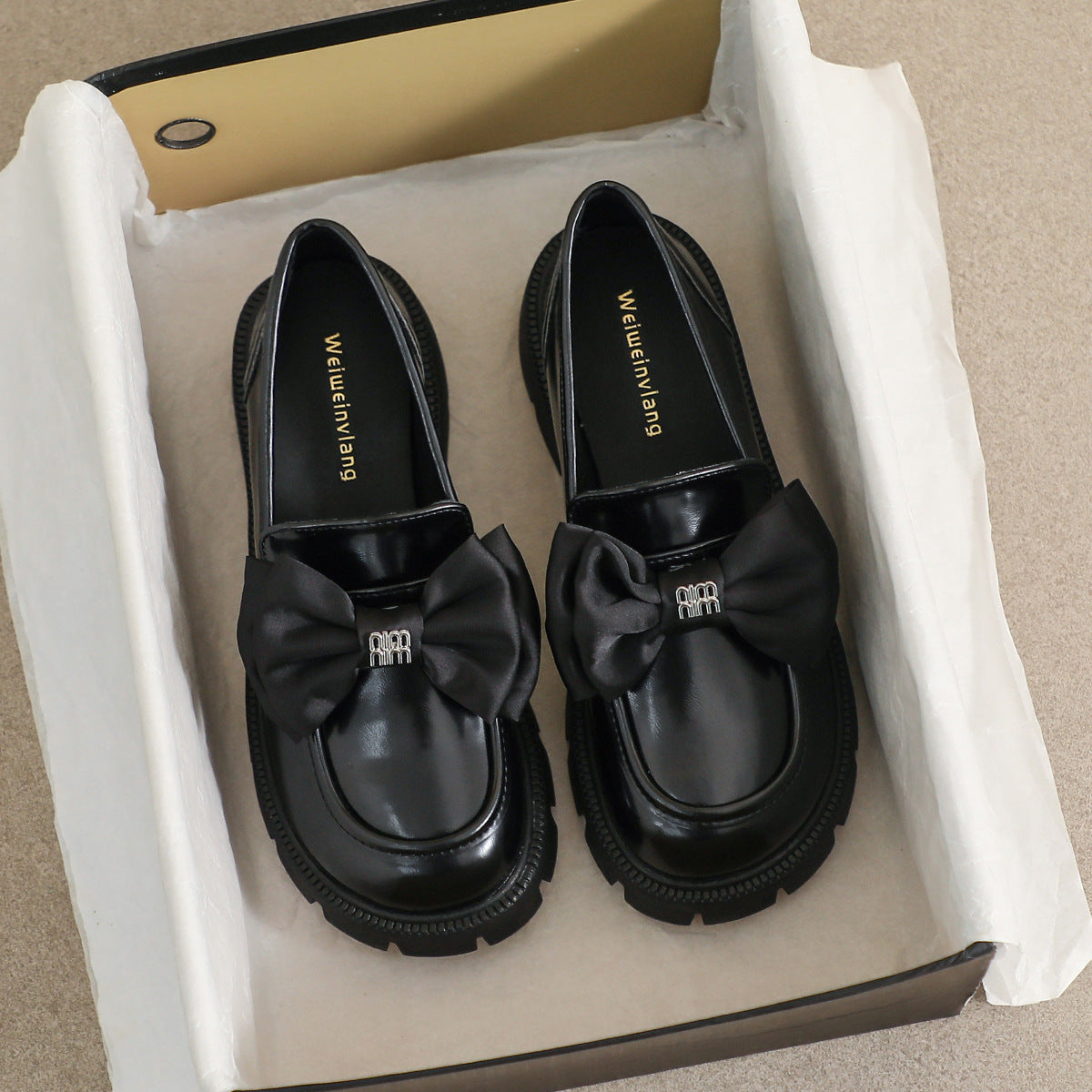 Women Minimalist Bowknot Low Block Loafers-RAIIFY