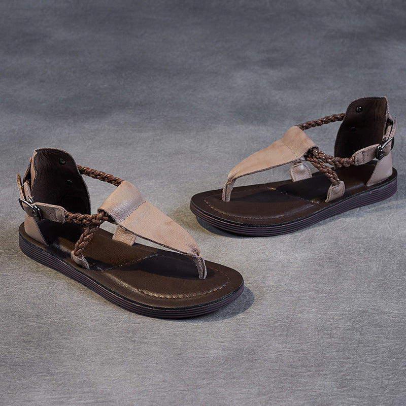 Women Leather Retro Casual Summer Sandals-RAIIFY