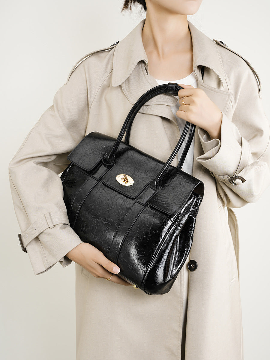 Women Retro Soft Leather Casual Tote Bag-RAIIFY