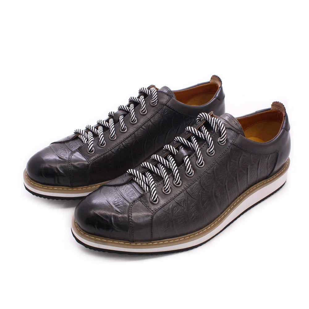 Men Retro Figured Leather Casual Shoes-RAIIFY